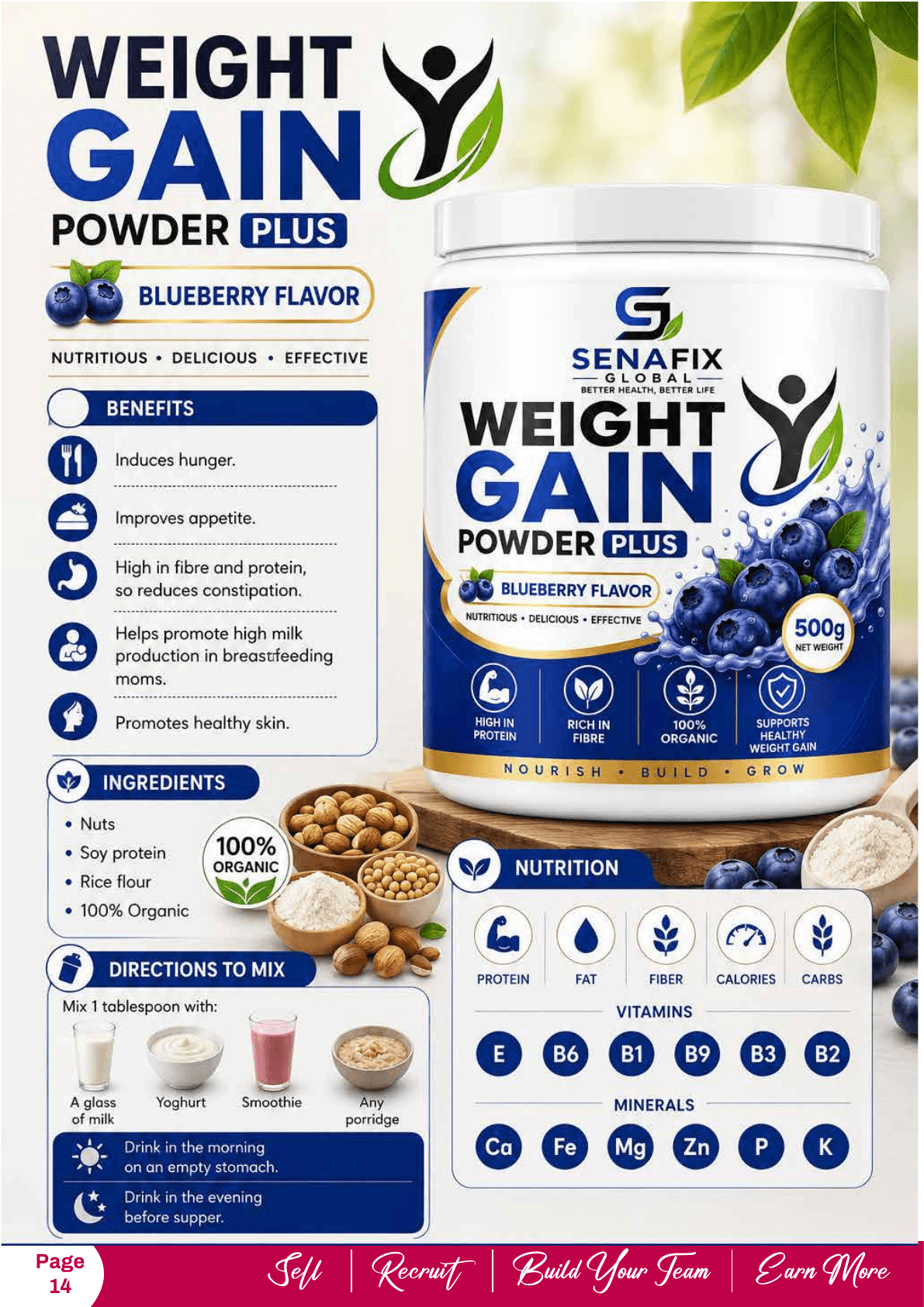 Weight Gain Powder Plus Blueberry product pack
